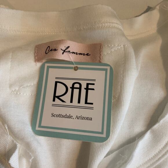 Ces Femme T Shirt Women M Medium Ivory Karley Notch Neck Fitted Short Sleeve Tee - Picture 7 of 12